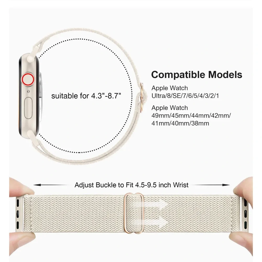 2 Smartwatch bands- adjustable, stretchy & washable. NWOT